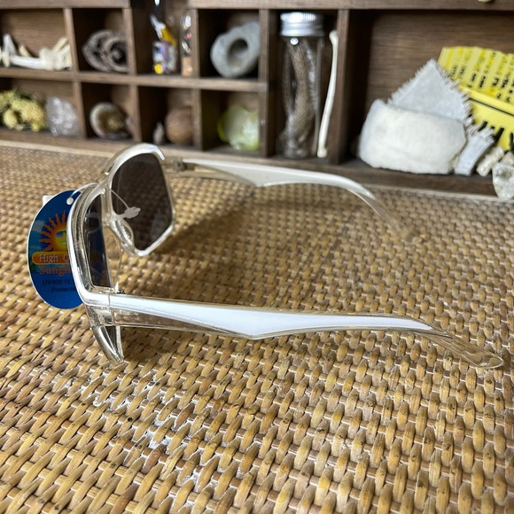 Vintage 90s Clear White Sunglasses Plastic Frame Smoky Lenses Deadstock - Picture 3 of 15